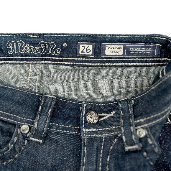 Miss Me Dark Wash Bootcut Jeans Contrast Stitching Womens Size 26 JE5014S19X - Picture 4 of 9